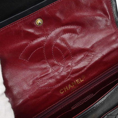 Chanel Black Lambskin Paris Double Flap Shoulder Bag