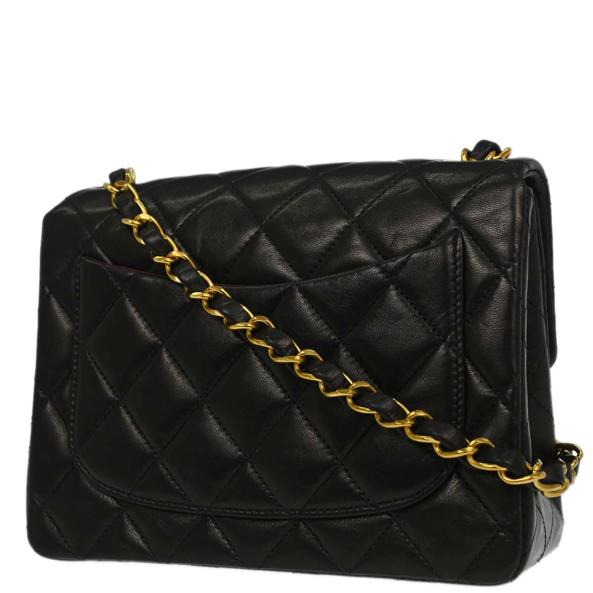 Chanel 1991-1994 Black Lambskin Mini Classic Square Flap Shoulder Bag 17