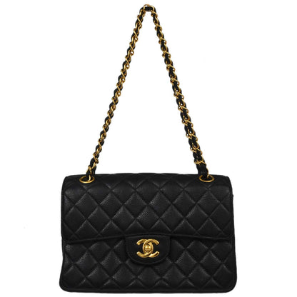 Chanel 1996-1997 Black Caviar Skin Double Sided Flap Shoulder Bag