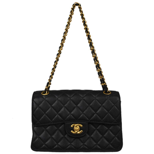 Chanel 1996-1997 Black Caviar Skin Double Sided Flap Shoulder Bag