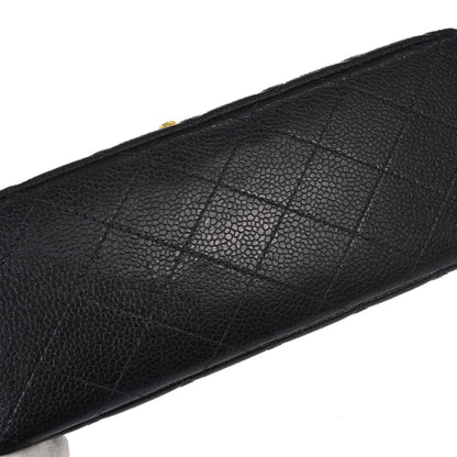 Chanel 1996-1997 Black Caviar Skin Double Sided Flap Shoulder Bag