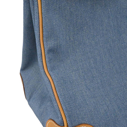 Hermes Blue Natural Toile Jean Vache Haut a Courroies 32 Handbag