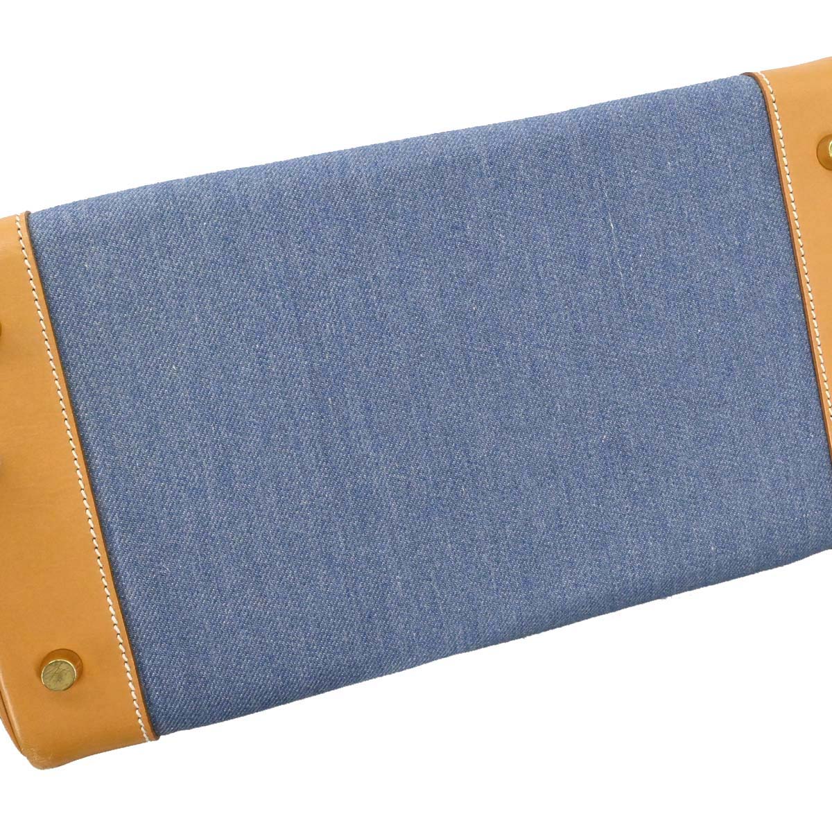Hermes Blue Natural Toile Jean Vache Haut a Courroies 32 Handbag
