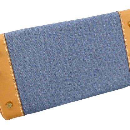 Hermes Blue Natural Toile Jean Vache Haut a Courroies 32 Handbag