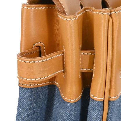 Hermes Blue Natural Toile Jean Vache Haut a Courroies 32 Handbag
