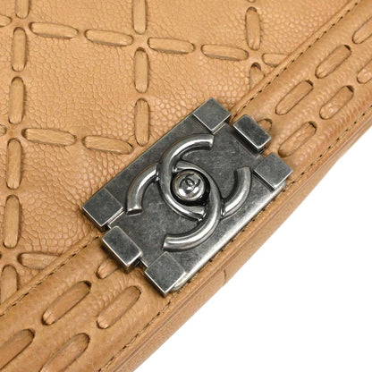 Boy Chanel 2014 Beige Caviar Medium Chain Shoulder Bag