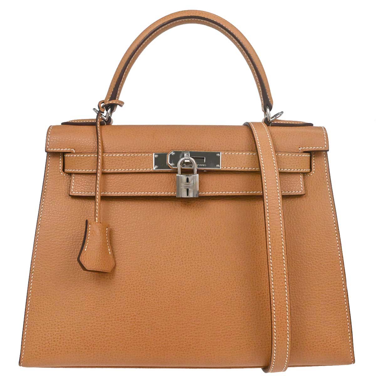 Hermes Natural Vache Liegee Kelly 28 Sellier 2way Shoulder Handbag