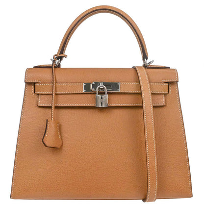 Hermes Natural Vache Liegee Kelly 28 Sellier 2way Shoulder Handbag