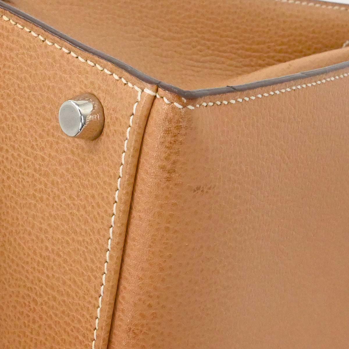 Hermes Natural Vache Liegee Kelly 28 Sellier 2way Shoulder Handbag