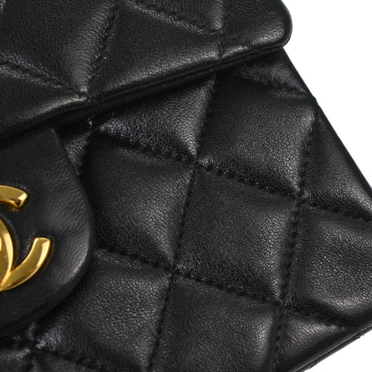 Chanel 1997-1999 Black Lambskin Mini Classic Square Flap Shoulder Bag 17