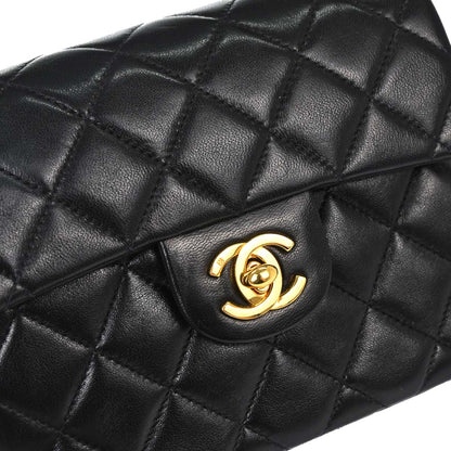 Chanel 1997-1999 Black Lambskin Mini Classic Square Flap Shoulder Bag 17