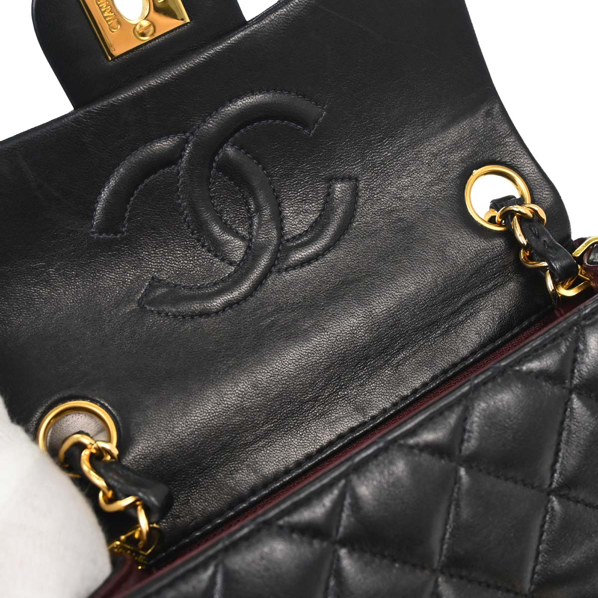 Chanel 1997-1999 Black Lambskin Mini Classic Square Flap Shoulder Bag 17