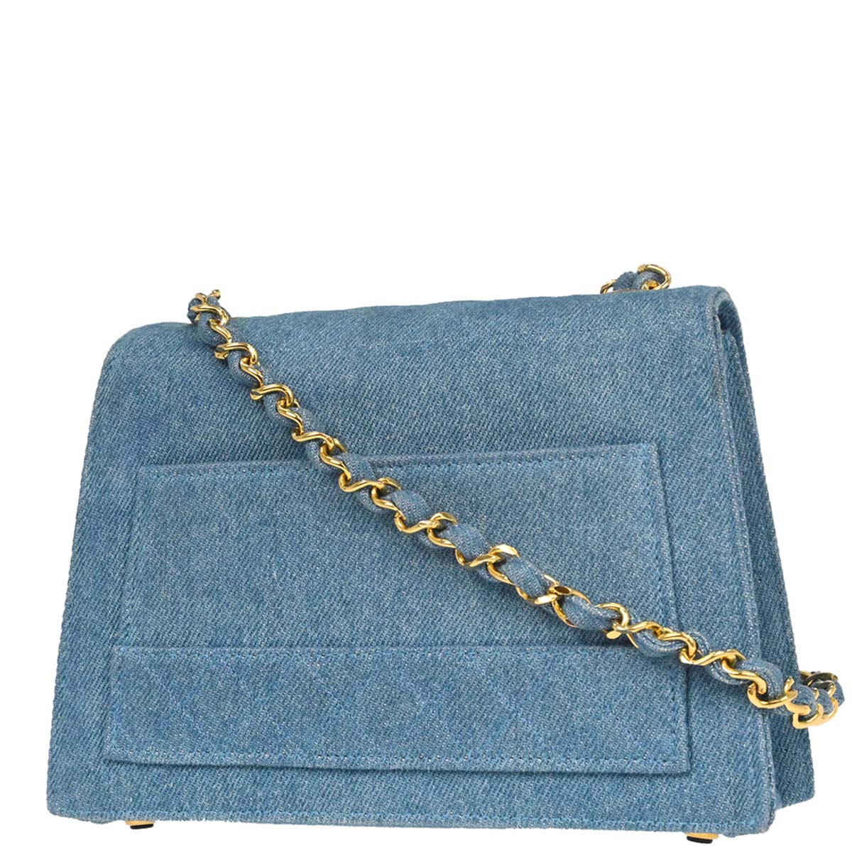 Chanel Blue Denim Straight Flap Shoulder Bag