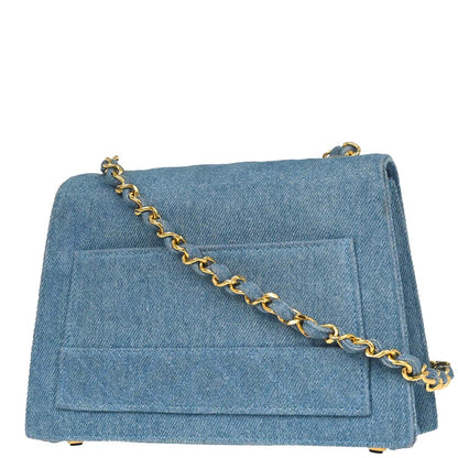Chanel Blue Denim Straight Flap Shoulder Bag