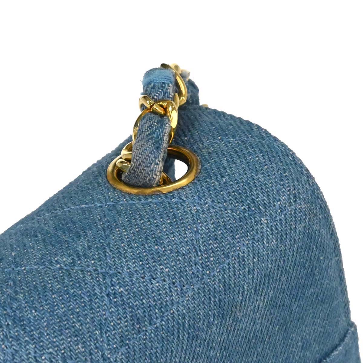 Chanel Blue Denim Straight Flap Shoulder Bag
