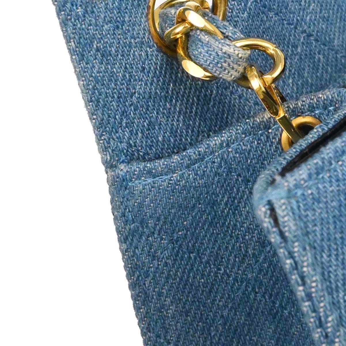 Chanel Blue Denim Straight Flap Shoulder Bag
