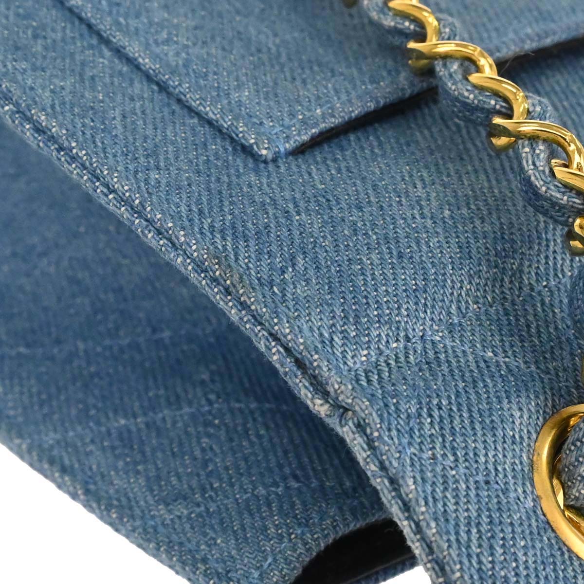 Chanel Blue Denim Straight Flap Shoulder Bag