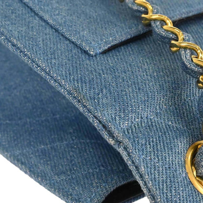 Chanel Blue Denim Straight Flap Shoulder Bag