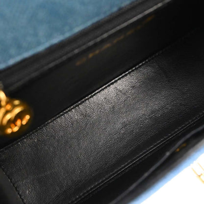 Chanel Blue Denim Straight Flap Shoulder Bag