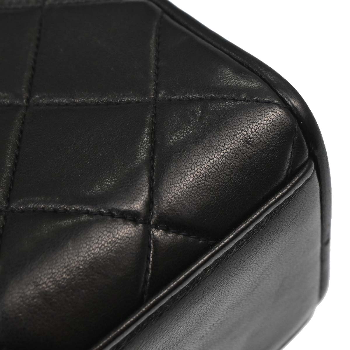 Chanel Black Lambskin Single Straight Flap Shoulder Bag