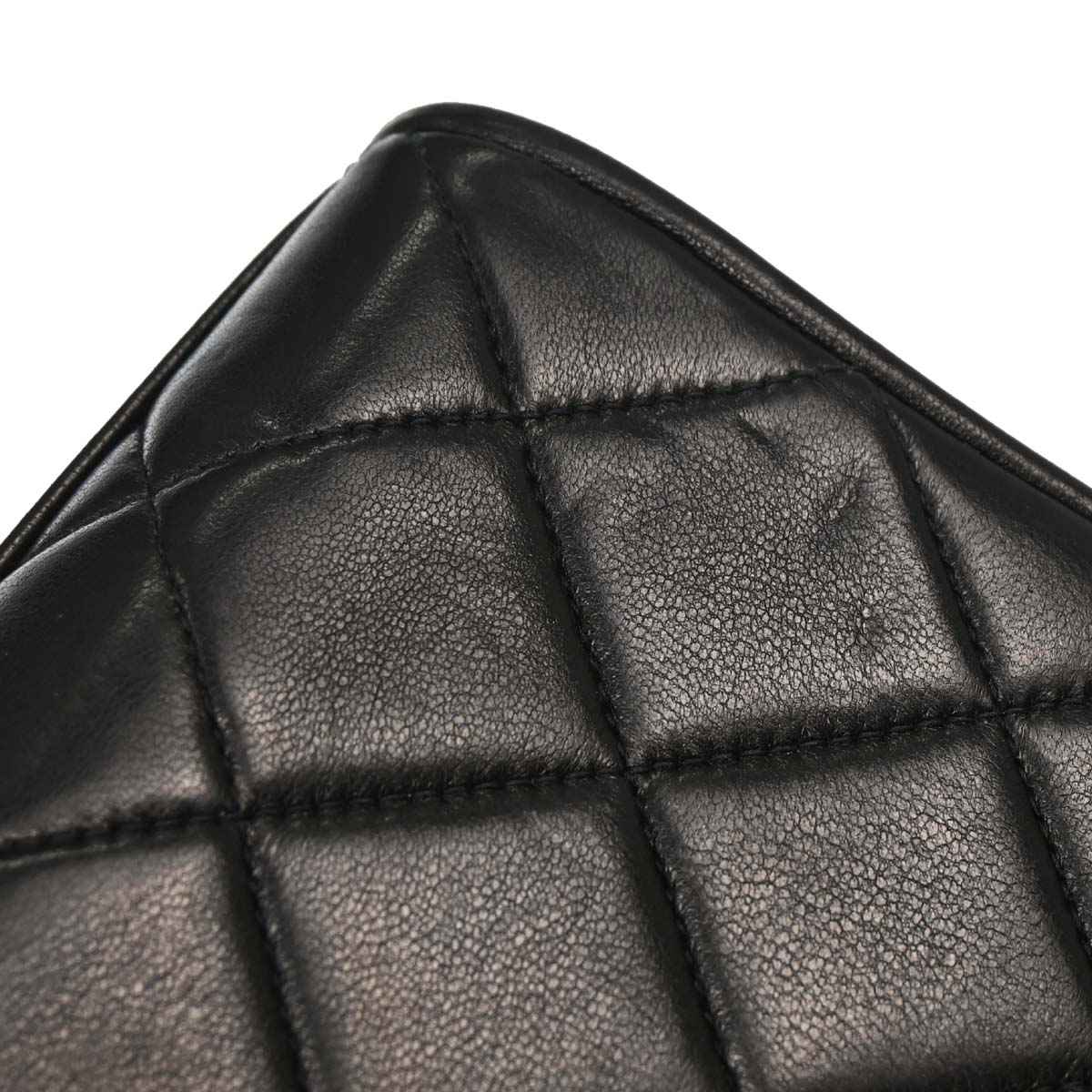 Chanel Black Lambskin Single Straight Flap Shoulder Bag