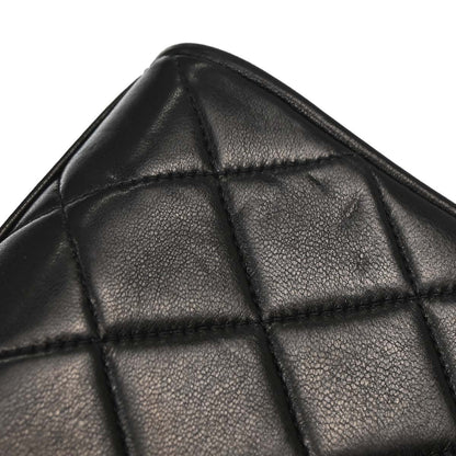 Chanel Black Lambskin Single Straight Flap Shoulder Bag