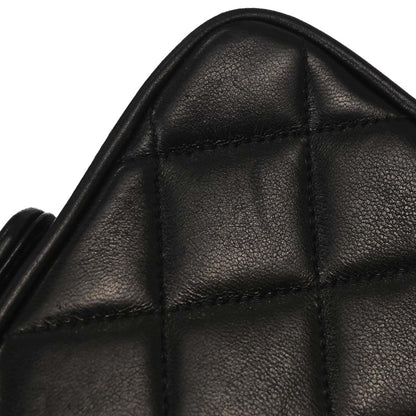 Chanel Black Lambskin Single Straight Flap Shoulder Bag