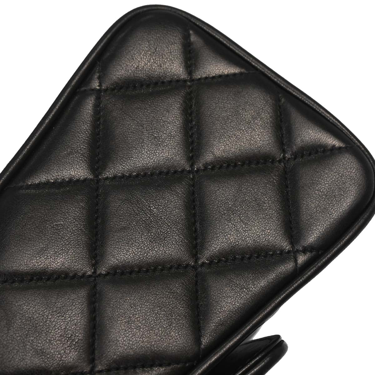 Chanel Black Lambskin Single Straight Flap Shoulder Bag