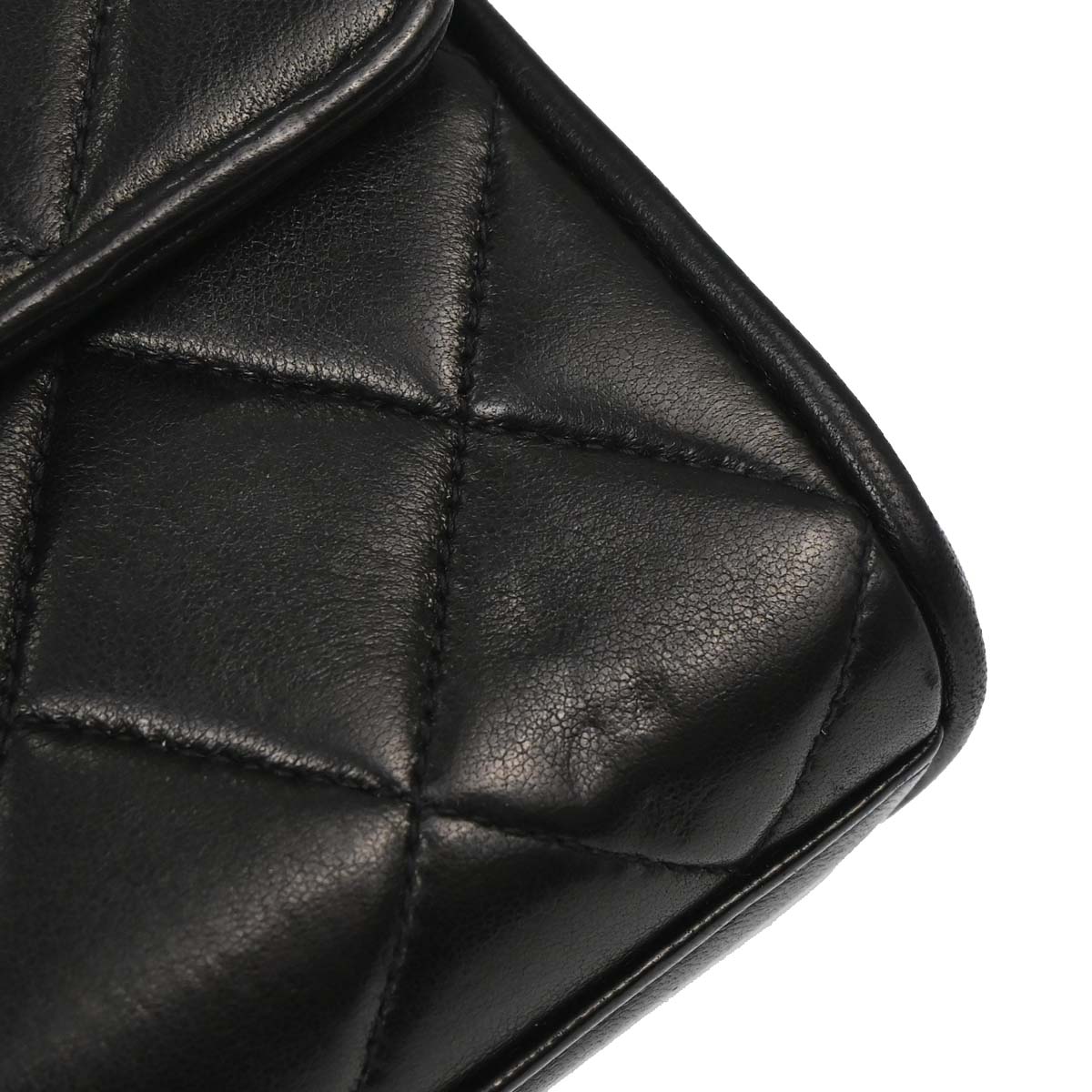 Chanel Black Lambskin Single Straight Flap Shoulder Bag
