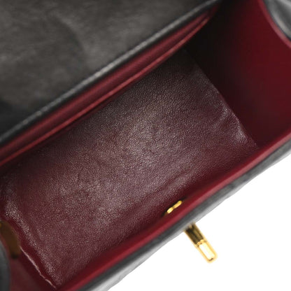 Chanel Black Lambskin Single Straight Flap Shoulder Bag