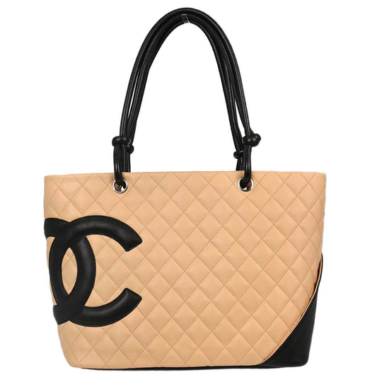 Chanel 2005-2006 Beige Calfskin Cambon Ligne Tote Handbag