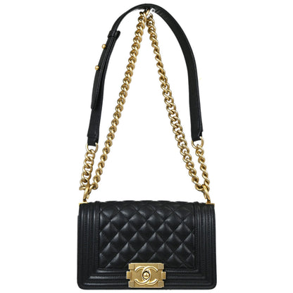 Boy Chanel 2019 Black Caviar Skin Small Chain Shoulder Bag