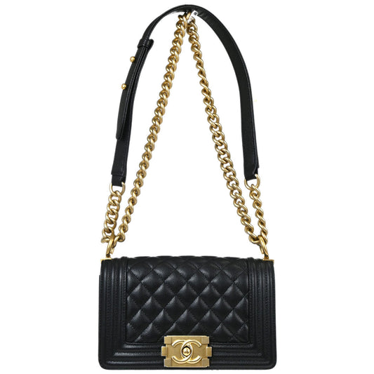 Boy Chanel 2019 Black Caviar Skin Small Chain Shoulder Bag