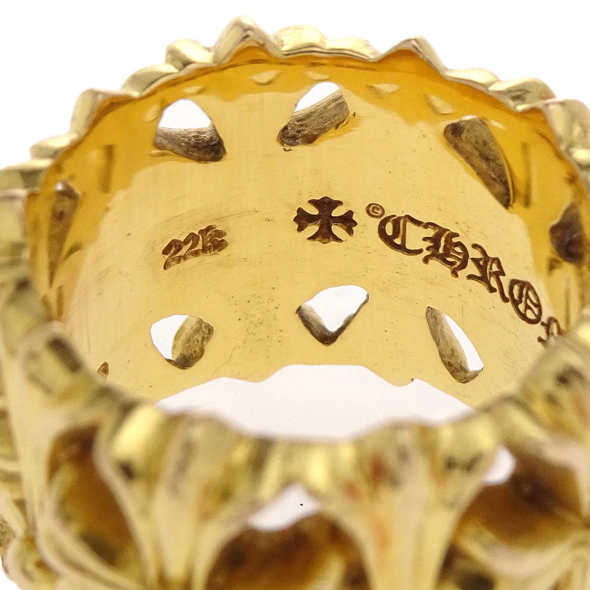 Chrome Hearts Cemetery Cross Ring 22K Gold #60 Jewelry