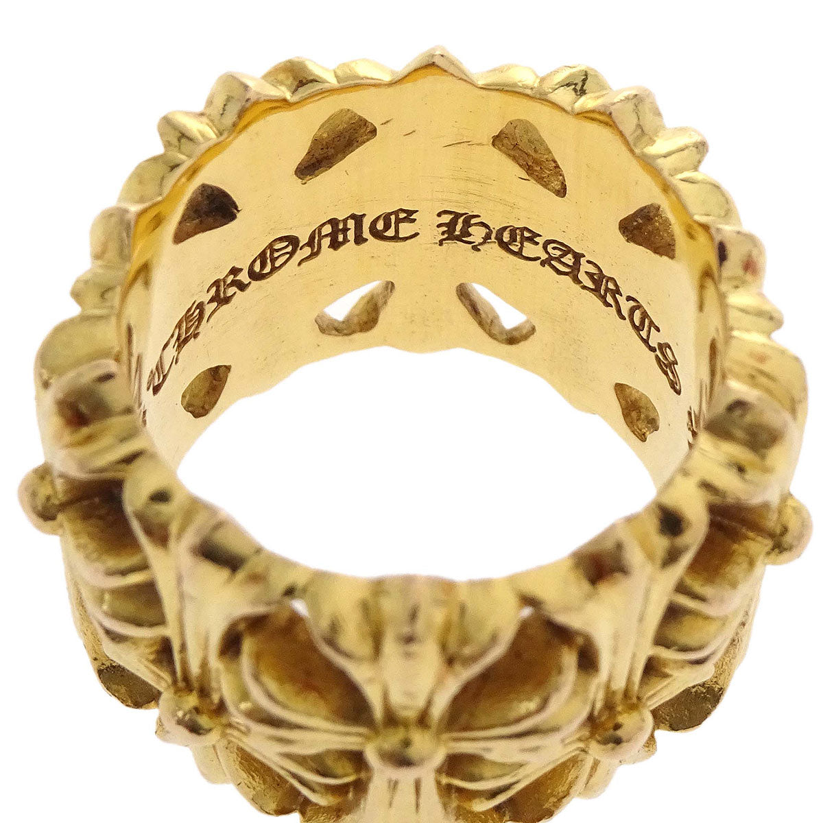 Chrome Hearts Cemetery Cross Ring 22K Gold #60 Jewelry