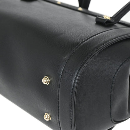 Gucci Black Leather Bamboo Handbag
