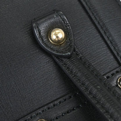 Gucci Black Leather Bamboo Handbag
