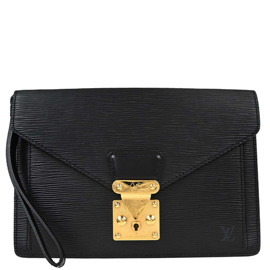 Louis Vuitton Black Epi Pochette Serie Dragonne Clutch Bag M52612
