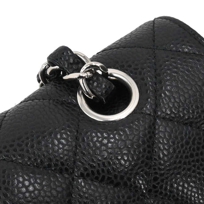 Chanel 2015-2016 Black Caviar Skin Medium Classic Double Flap Shoulder Bag