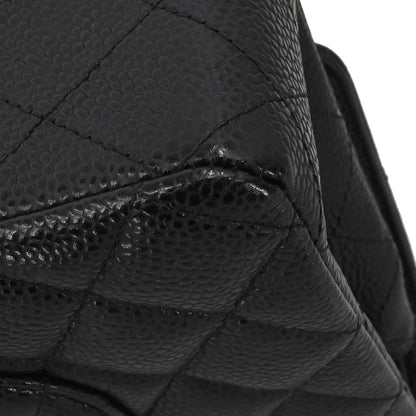 Chanel 2015-2016 Black Caviar Skin Medium Classic Double Flap Shoulder Bag