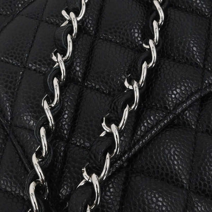 Chanel 2015-2016 Black Caviar Skin Medium Classic Double Flap Shoulder Bag