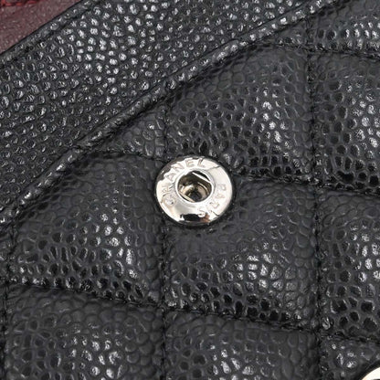 Chanel 2015-2016 Black Caviar Skin Medium Classic Double Flap Shoulder Bag