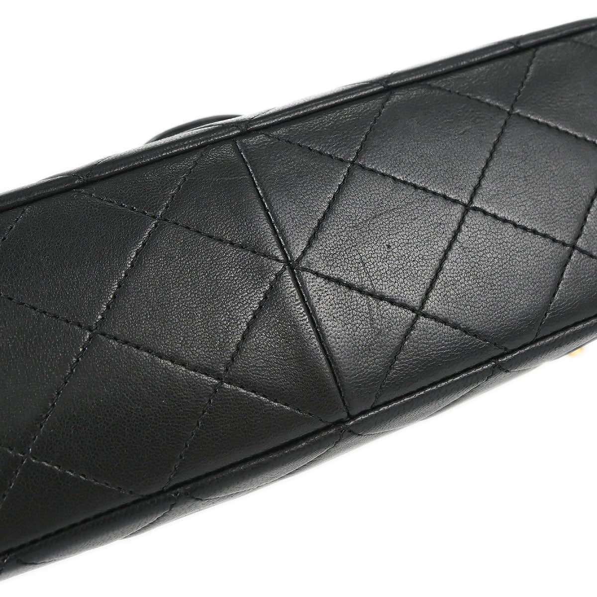 Chanel 1989-1991 Black Lambskin Classic Square Flap Shoulder Bag 20