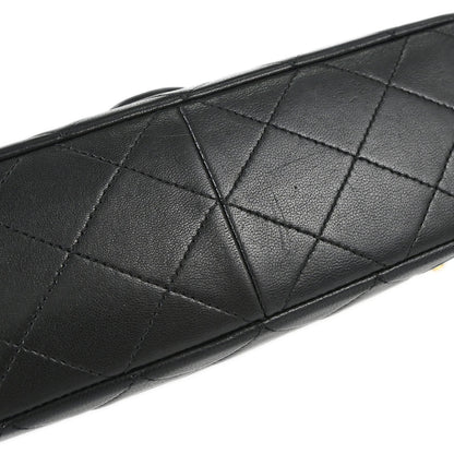 Chanel 1989-1991 Black Lambskin Classic Square Flap Shoulder Bag 20