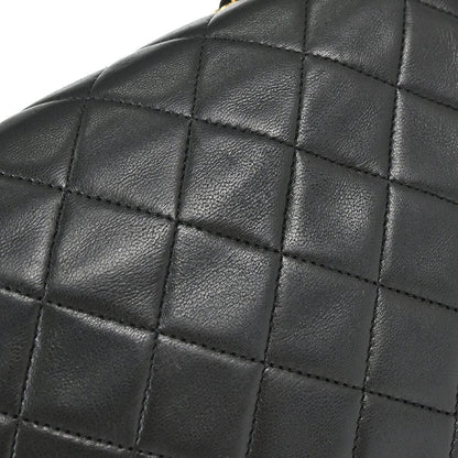 Chanel 1989-1991 Black Lambskin Classic Square Flap Shoulder Bag 20