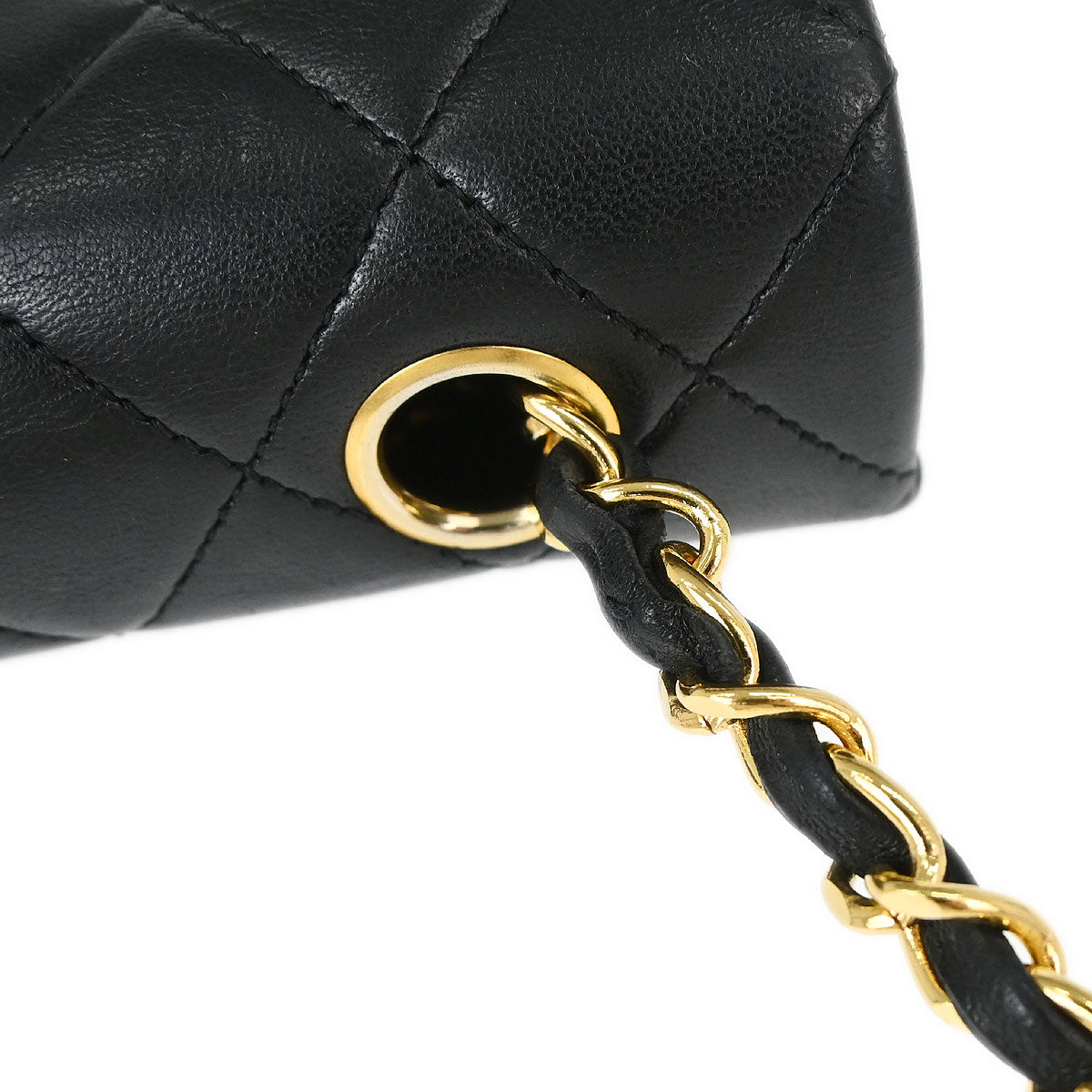 Chanel 1989-1991 Black Lambskin Classic Square Flap Shoulder Bag 20