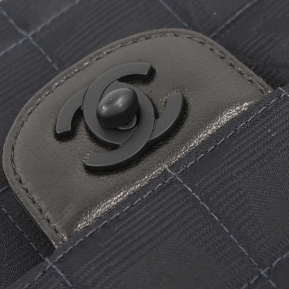 Chanel 2002-2003 Black Jacquard Nylon Travel Line East West Shoulder Bag