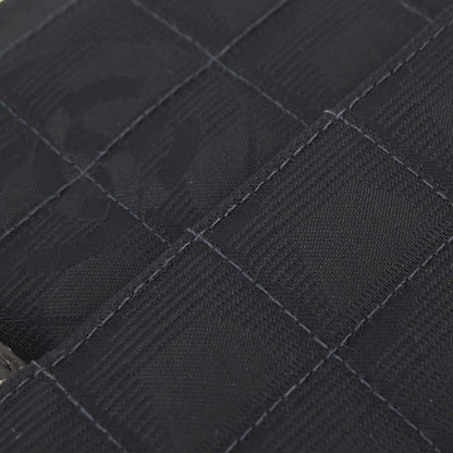 Chanel 2002-2003 Black Jacquard Nylon Travel Line East West Shoulder Bag