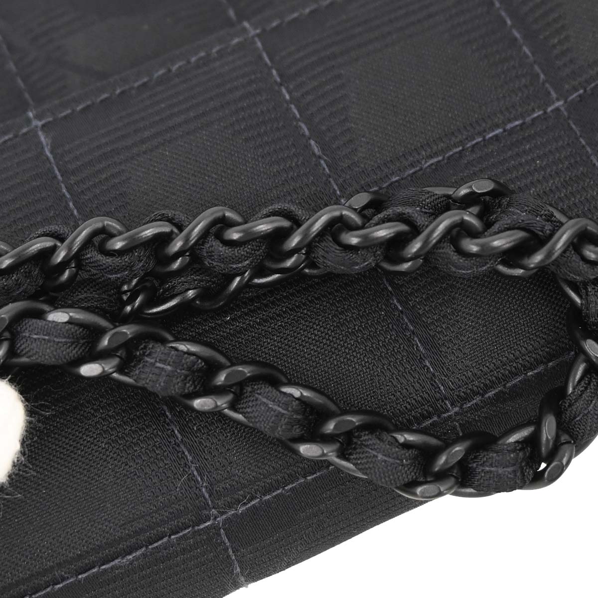 Chanel 2002-2003 Black Jacquard Nylon Travel Line East West Shoulder Bag