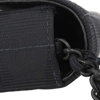 Chanel 2002-2003 Black Jacquard Nylon Travel Line East West Shoulder Bag